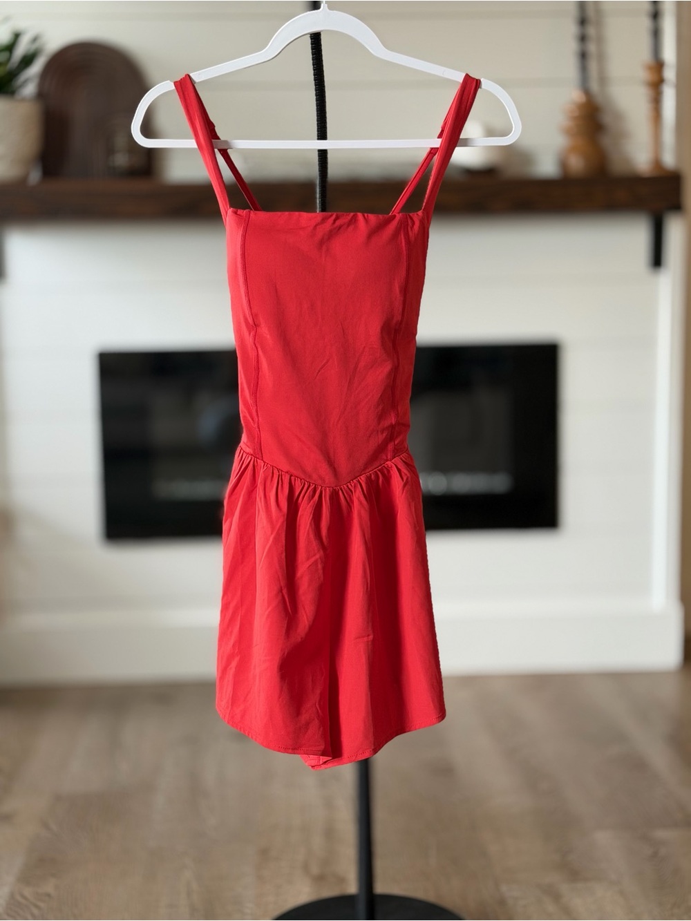 Altar'd State Red Strappy Romper with Flared Shorts